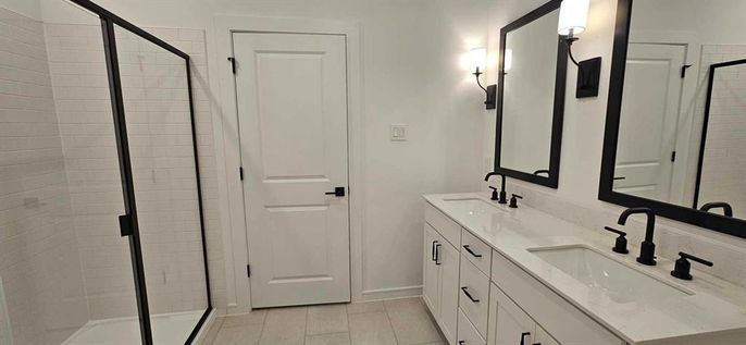 Bathroom, Dual Sink Vanities, Glass Shower, Interior