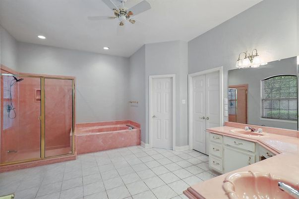 Bathroom, Glass Shower, Interior, Recessed Lighting