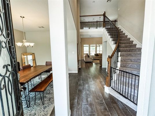 Chandelier, Dining room, Interior, Wood Texture Flooring