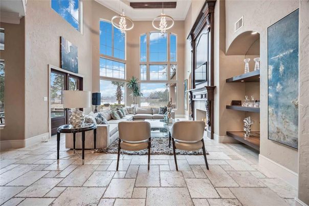 Fireplace, Interior, Living room, Pendant Lights