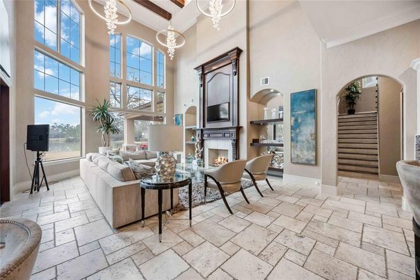Fireplace, Interior, Living room, Pendant Lights