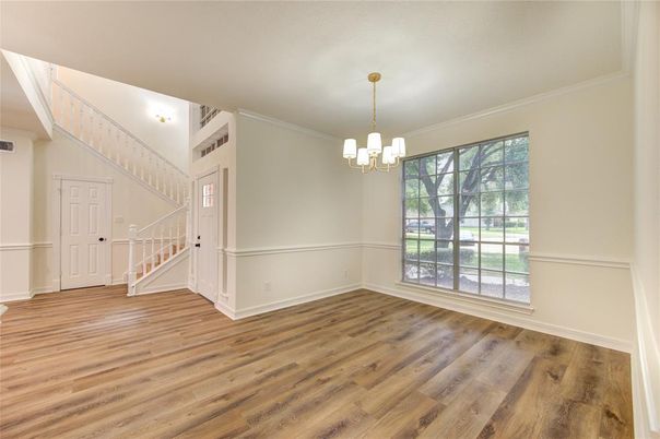 Empty room, Interior, Pendant Lights, Wood Texture Flooring