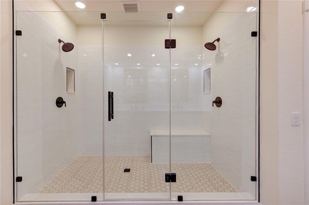 Bathroom, Glass Shower, Interior, Recessed Lighting