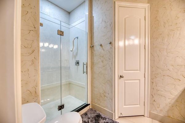 Bathroom, Glass Shower, Interior, Marble Walls