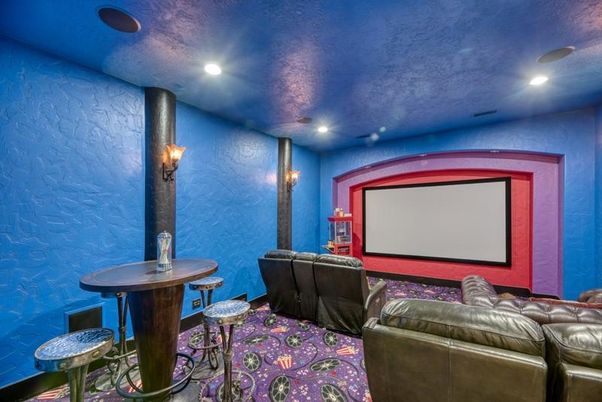 Home Theatre Room, Interior, Projection Screen, Recessed Lighting, Theatre Room