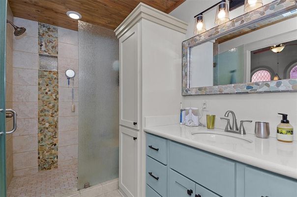 Bathroom, Glass Shower, Interior, Recessed Lighting