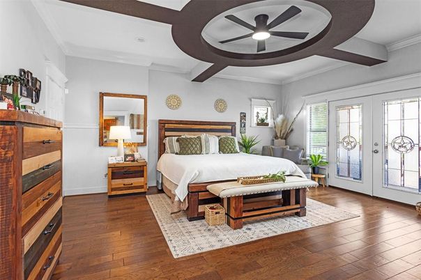 Bedroom, Interior, Wooden Beams, Wood Texture Flooring