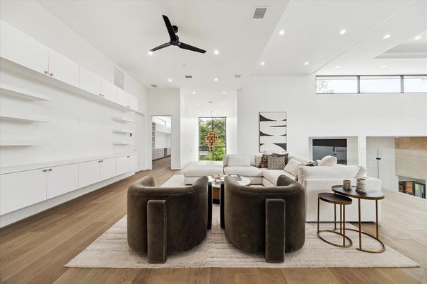 Interior, Living room, Recessed Lighting, Wood Texture Flooring
