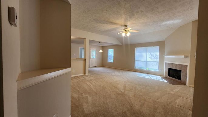 Empty room, Fireplace, Interior, Pendant Lights