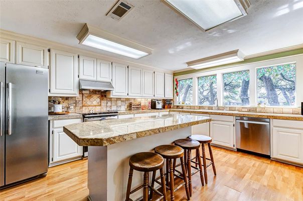 Interior, Kitchen, Stainless Steel Appliances, Wood Texture Flooring