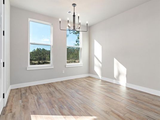 Chandelier, Empty room, Interior, Pendant Lights, Wood Texture Flooring