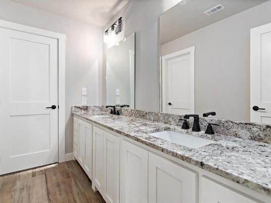 Bathroom, Dual Sink Vanities, Interior, Wood Texture Flooring