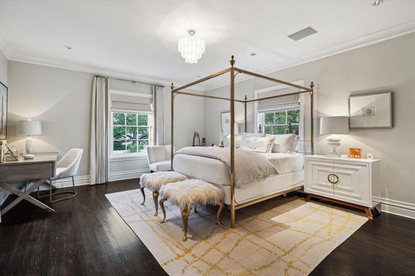 Bedroom, Chandelier, Interior, Wood Texture Flooring