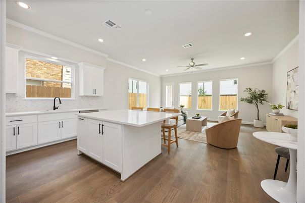 Dining room, Interior, Kitchen, Recessed Lighting, Wood Texture Flooring