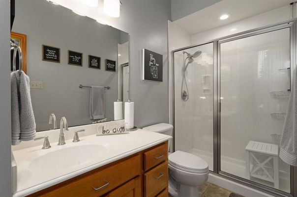 Bathroom, Glass Shower, Interior, Recessed Lighting