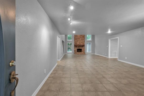 Empty room, Fireplace, Interior, Recessed Lighting