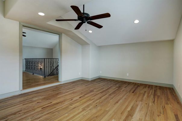 Empty room, Fireplace, Interior, Recessed Lighting, Wood Texture Flooring