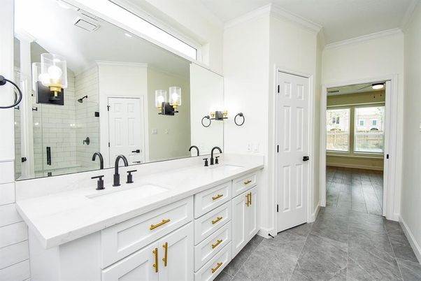 Bathroom, Dual Sink Vanities, Glass Shower, Interior, Recessed Lighting