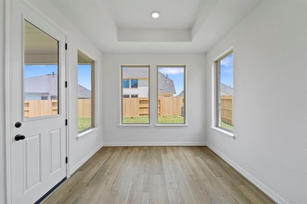 Empty room, Interior, Recessed Lighting, Wood Texture Flooring