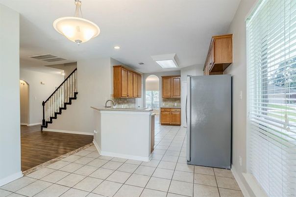 Interior, Kitchen, Recessed Lighting, Wood Texture Flooring
