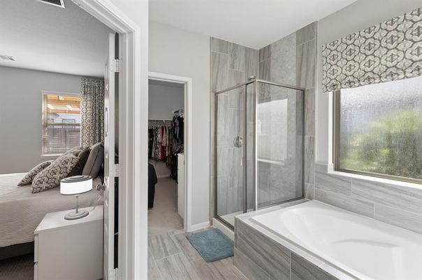 Bathroom, Glass Shower, Interior, Walk-in Closets, Wood Texture Flooring