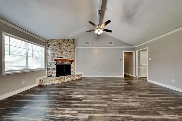 Empty room, Fireplace, Interior, Wood Texture Flooring