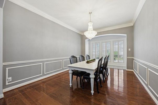 Chandelier, Dining room, Interior, Wood Texture Flooring