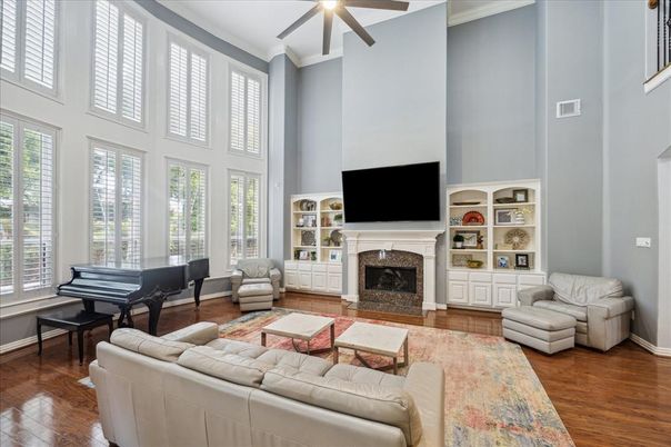 Fireplace, Interior, Living room, Piano, Wood Texture Flooring