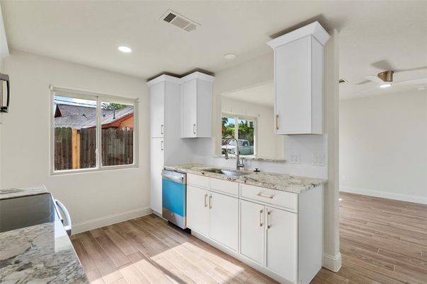 Interior, Kitchen, Recessed Lighting, Wood Texture Flooring