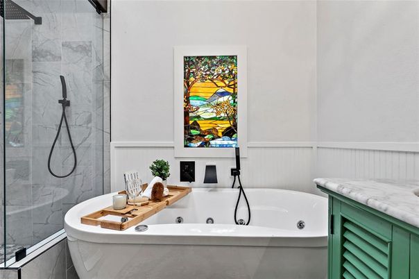 Bathroom, Glass Shower, Interior, Marble Walls
