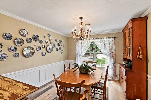 Chandelier, Dining room, Interior, Wood Texture Flooring