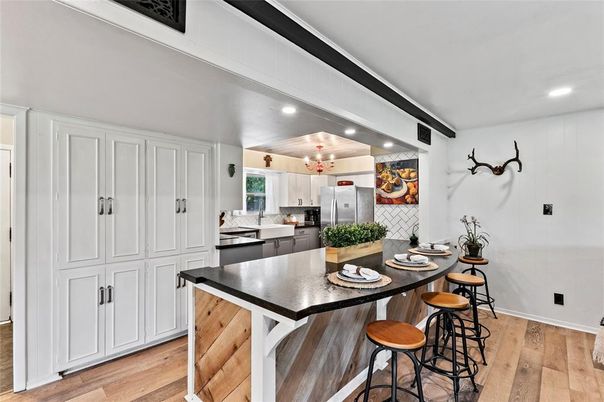 Interior, Kitchen, Recessed Lighting, Wood Texture Flooring