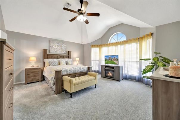 Bedroom, Fireplace, Interior