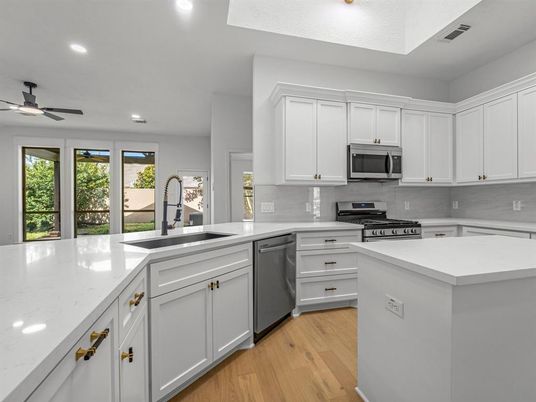 Interior, Kitchen, Recessed Lighting, Wood Texture Flooring