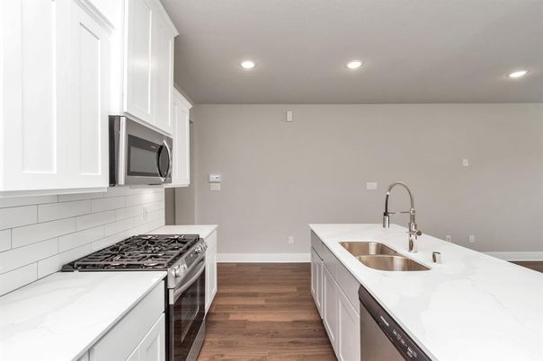 Interior, Kitchen, Recessed Lighting, Wood Texture Flooring