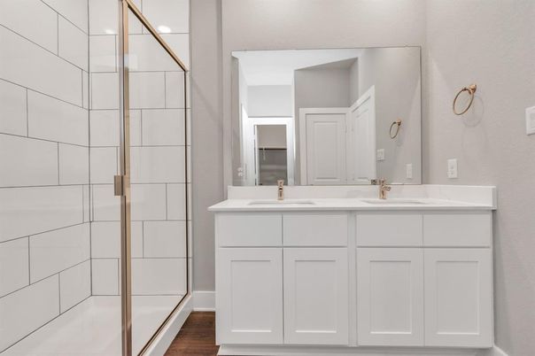 Bathroom, Dual Sink Vanities, Glass Shower, Interior