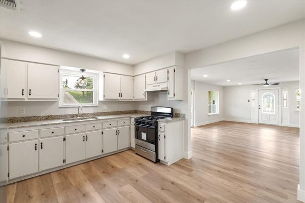 Interior, Kitchen, Recessed Lighting, Wood Texture Flooring