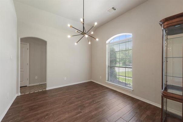 Empty room, Interior, Pendant Lights, Wood Texture Flooring