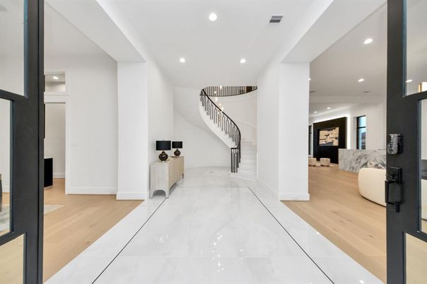 Interior, Marble, Recessed Lighting, Wood Texture Flooring