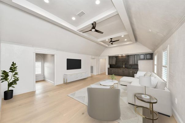Interior, Living room, Recessed Lighting, Wood Texture Flooring