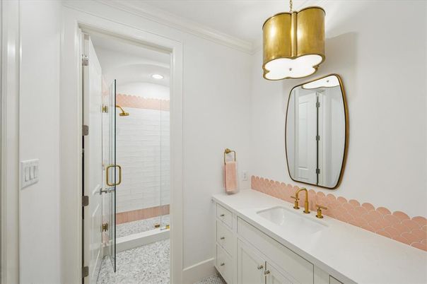 Bathroom, Glass Shower, Interior, Recessed Lighting
