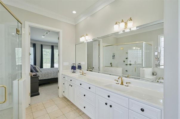 Bathroom, Bedroom, Dual Sink Vanities, Glass Shower, Interior, Recessed Lighting