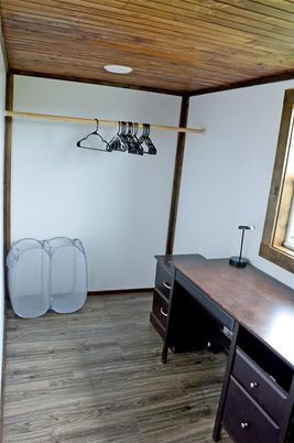 Home Office, Interior, Recessed Lighting, Wooden Ceilings, Wood Texture Flooring