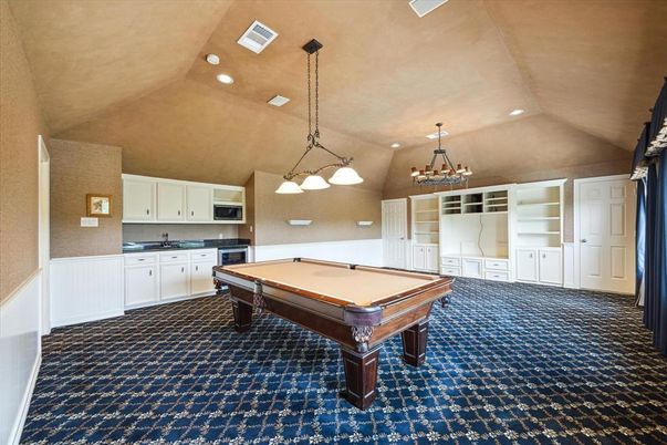 Billiard Table, Chandelier, Game Room, Interior, Pendant Lights, Recessed Lighting