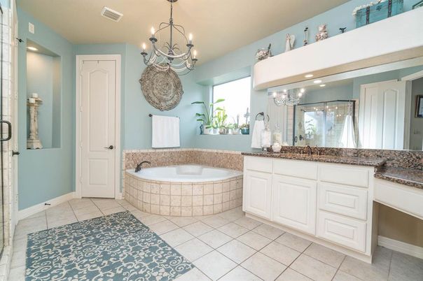 Bathroom, Chandelier, Interior, Recessed Lighting
