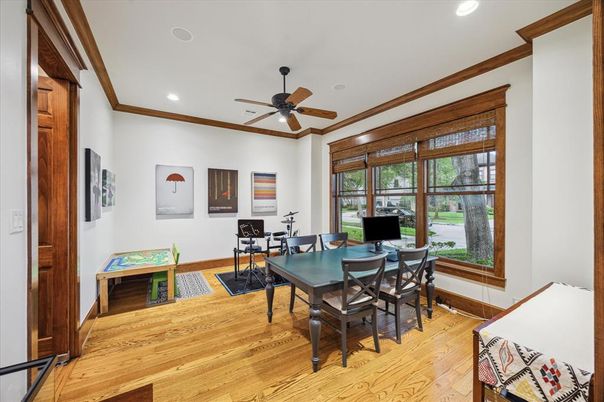 Home Office, Interior, Recessed Lighting, Wood Texture Flooring