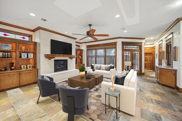 Fireplace, Interior, Living room, Recessed Lighting