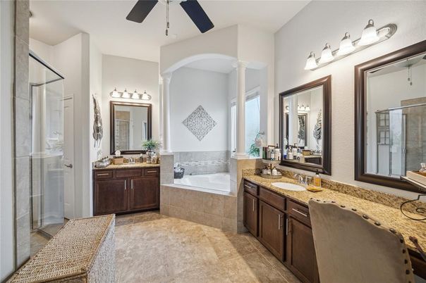 Bathroom, Dual Sink Vanities, Glass Shower, Interior