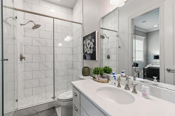 Bathroom, Bedroom, Glass Shower, Interior, Marble Walls, Recessed Lighting