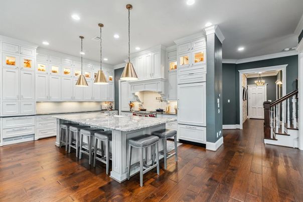 Interior, Kitchen, Pendant Lights, Recessed Lighting, Wood Texture Flooring